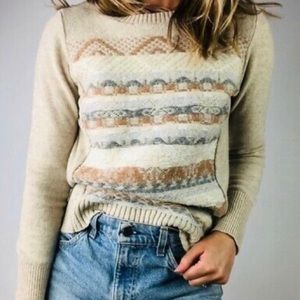 J Crew Jacquard Stitch Fair Isle Sweater 100% Wool Size XS